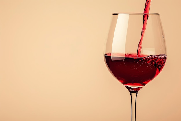 Elegant roter Wein in ein Glas gegen einen warmen Hintergrund Generative KI