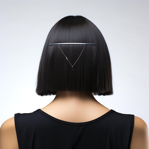 Elegant Sleek Bob para mujeres asiáticas Peinado corto Jet Black Hair Col concepto creativo diseño de idea