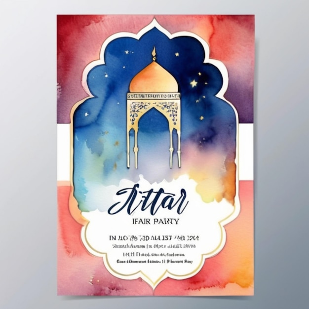 Elegant Vector Aquarell Vertikal Iftar Party Einladung Vorlage