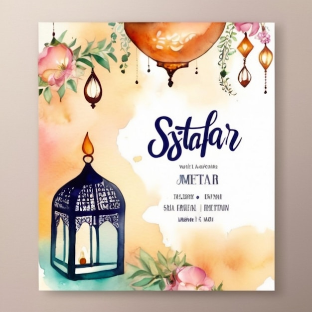 Elegant Vector Aquarell Vertikal Iftar Party Einladung Vorlage