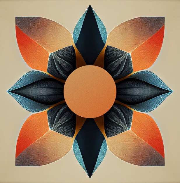 Elegant verzierte Karte mit Blumenmandala Geometrisches Kreiselement Karte für jede Art von Design, Geburtstag, Urlaub oder Hochzeit Kaleidoskop gedämpfte Farben Yoga Zen Indien Arabisch 3D-Illustration