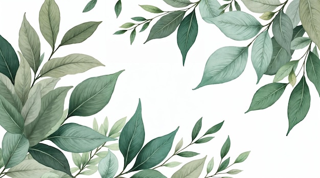 Elegant Watercolor Leafy Branches for Wedding Invitations
