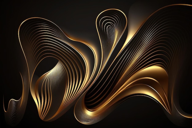 Elegante abstrakte Linienkunst auf schwarzem HintergrundSchöner Druck für Ihr Dekor und Design Generative ai