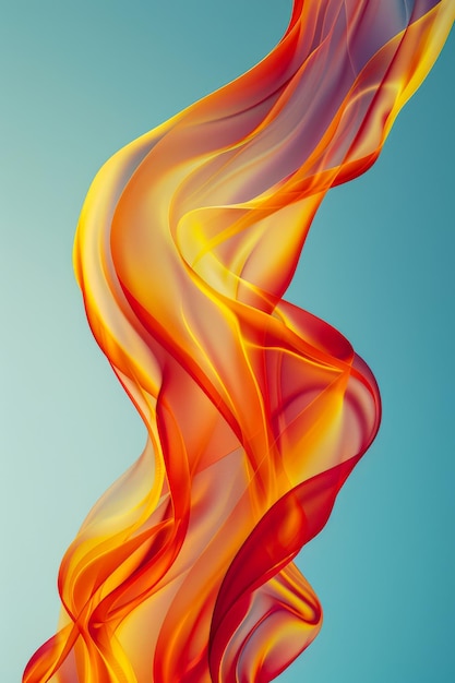 Elegante abstrakte orangefarbene Flamme auf blauem Hintergrund