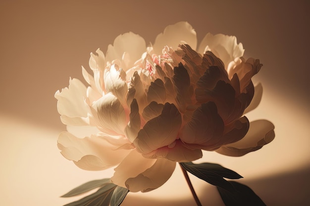 Elegante ästhetische Pfingstrosenblume mit Sonnenlichtschatten Illustration AI Generative