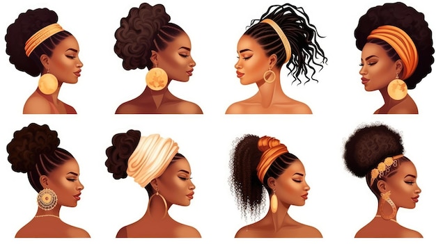 Elegante afroamerikanische Frauen mit stilvollen Frisuren