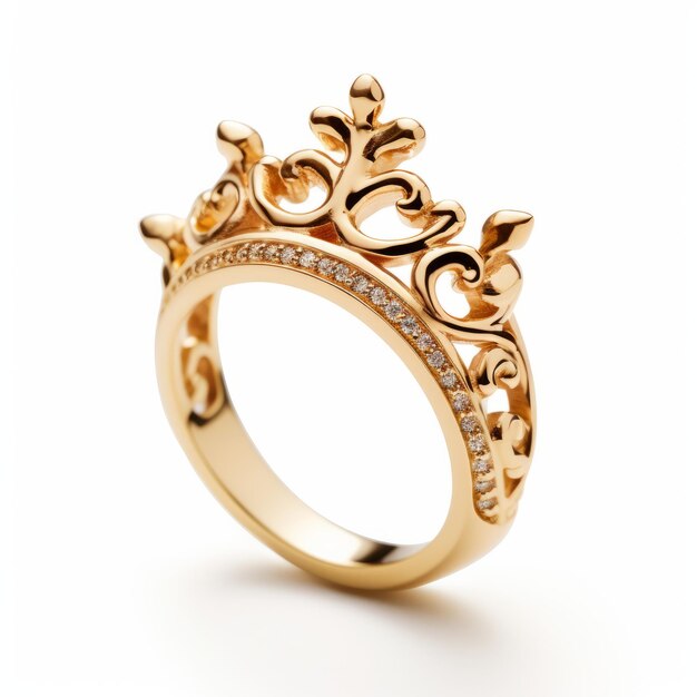 Elegante anillo de corona de oro de 18 quilates inspirado en la iluminación de alta calidad