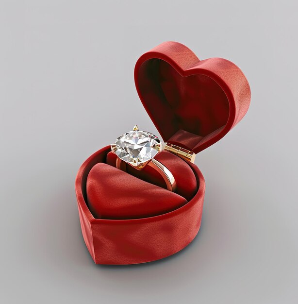 Elegante anillo en una lujosa caja de terciopelo romance y amor eterno