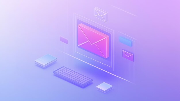 Una elegante aplicación de correo digital con un fondo de gradiente ligero