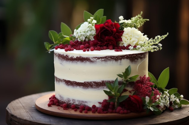 Elegante apresentação de bolo de veludo vermelho perfeito para ocasiões especiais