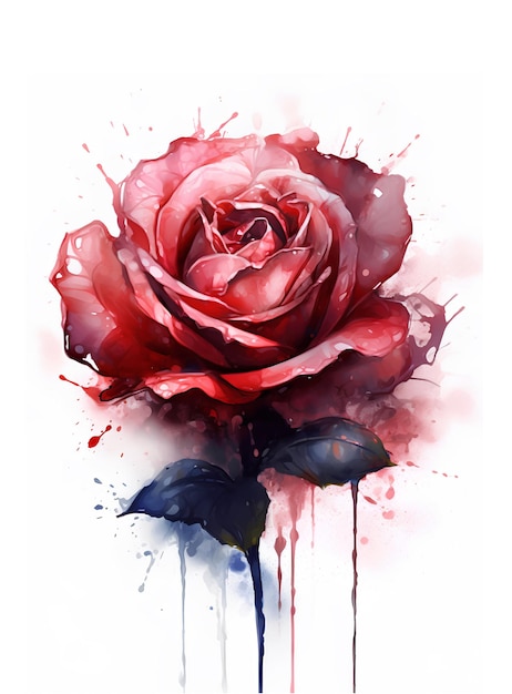 Elegante aquarela rosas flor tatuagem design floral gerado por IA