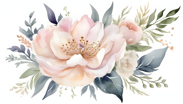 Elegante Aquarellblumen-Eimerblumen, handgezeichnete Illustration auf weißem Hintergrund