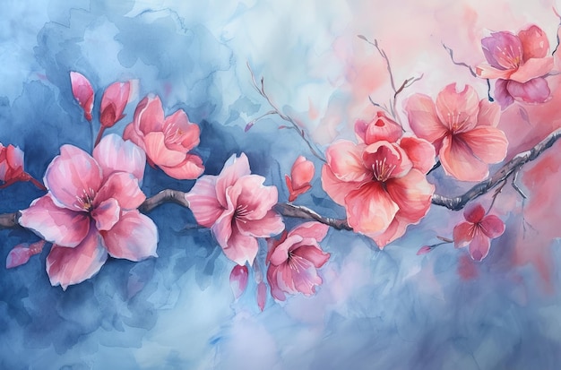 Elegante Aquarellmalerei von blühenden Blumen