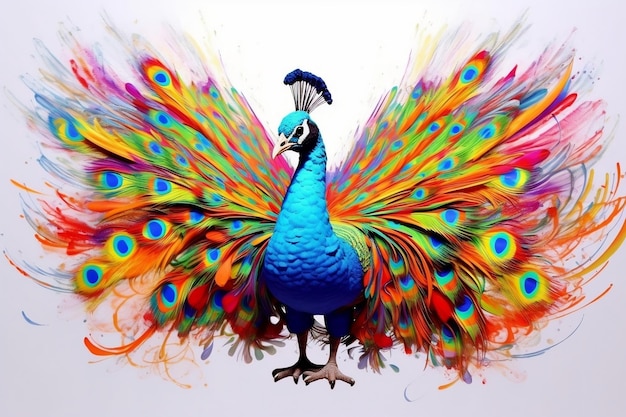 Elegante arte abstracto del pavo real Belleza majestuosa y colores vibrantes Ai generativo