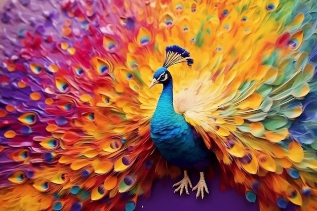 Elegante arte abstracto del pavo real Belleza majestuosa y colores vibrantes Ai generativo