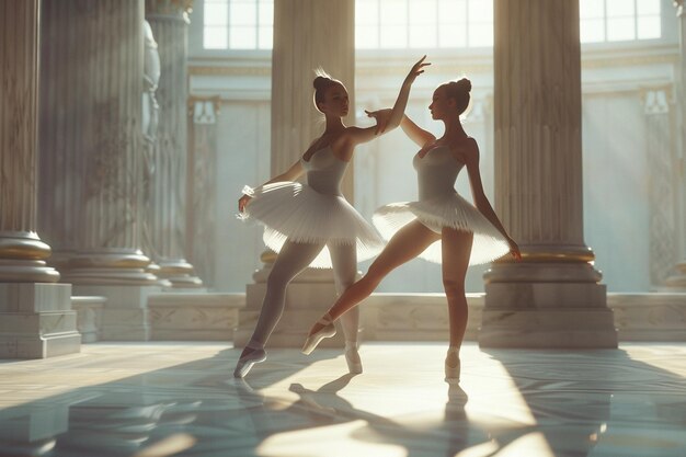 Foto elegante balletttänzer in anmutiger bewegung