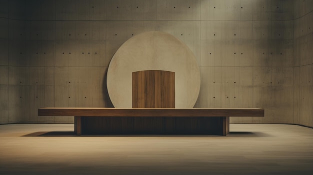 Elegante banco de madera una obra maestra del minimalismo digital