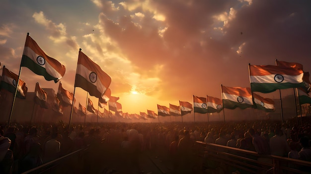 Elegante bandera india feliz día de la independencia