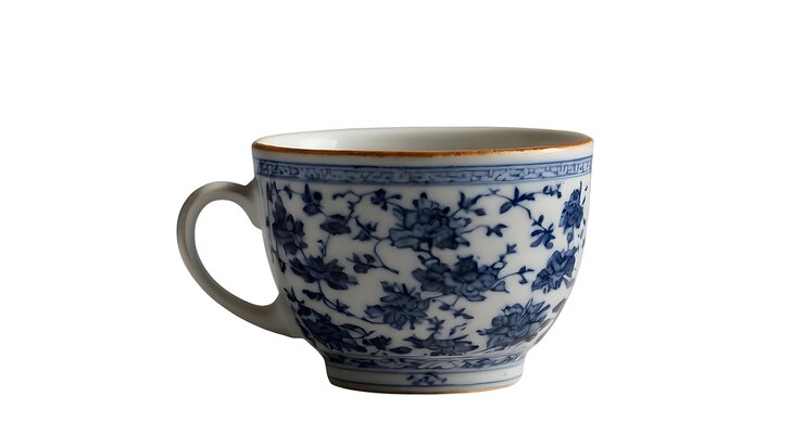 Elegante blau-weiße blumige Teekanne