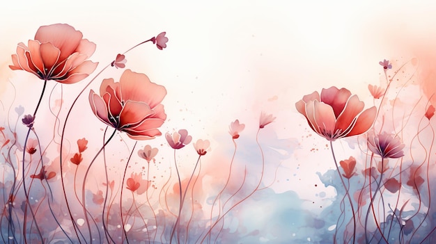 Elegante Blume im Aquarellstil für Hintergrund und Einladungs-Hochzeitskarte. KI-generiertes Bild