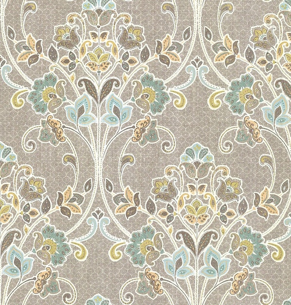 Elegante Blumen-Damask-Wandpapier