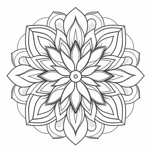 Elegante Blumen-Mandala-Malseite für Entspannung und Kreativität