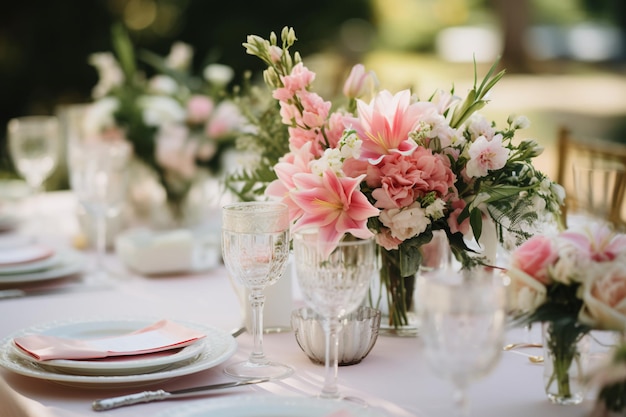 Elegante boda de verano en rosa