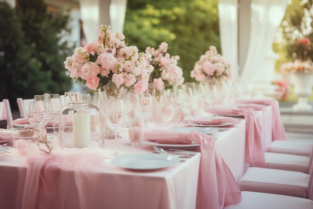 Elegante boda de verano en rosa