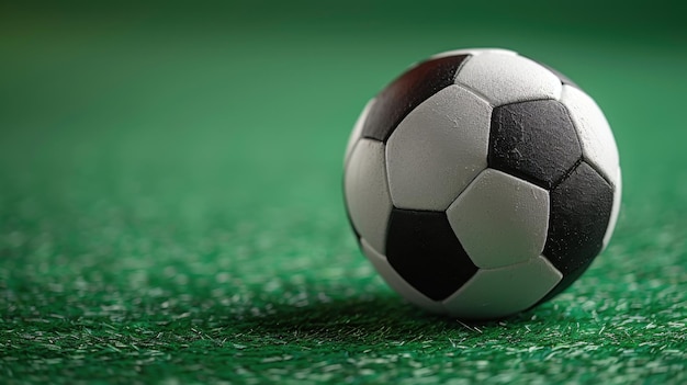 Elegante bola de futebol monocromática em fundo verde vibrante conceito dinâmico de fotografia esportiva