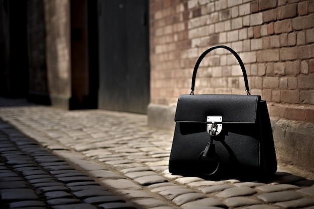 Elegante bolso de diseño Un contraste moderno con el encanto europeo adoquinado