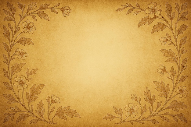 Elegante borde floral en papel antiguo