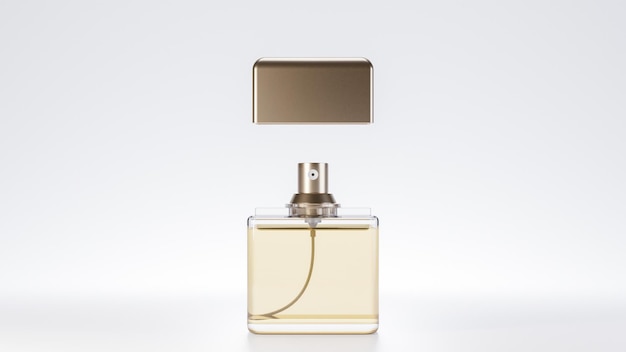 Elegante botella de perfume con una foto premium en 3D