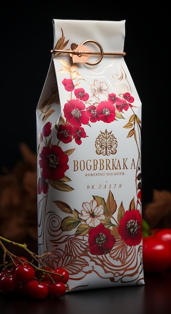 Foto elegante bulgaria rakia cerezas bayas rojas y púrpuras cirílico sc diseño de fondo de tendencia