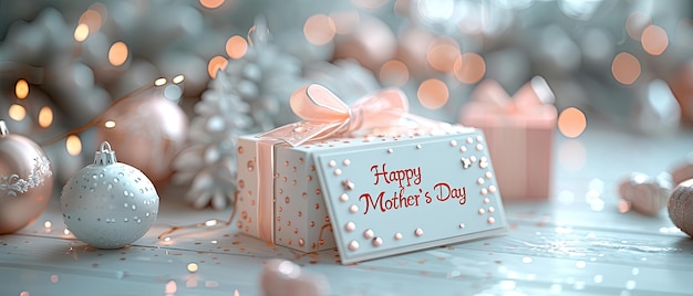 Elegante caja de regalo para el Día de la Madre con decoraciones festivas
