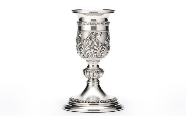 Elegante candelabro de plata con grabado ornamentado