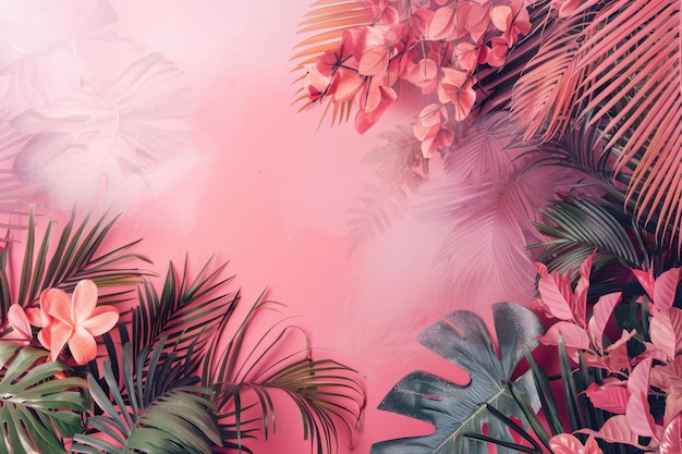 Foto elegante cenário tropical de verão em rosa