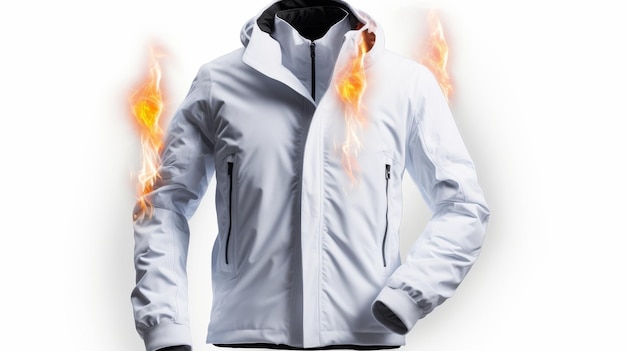 elegante chaqueta eléctrica con calefacción para el invierno sobre fondo blanco