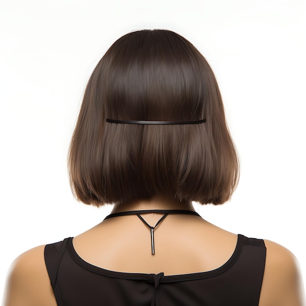 Foto elegante chic bob com bangs side swept para mulheres penteado curto che conceito criativo ideia de design