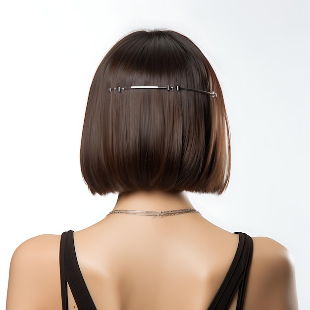 Foto elegante chic bob com bangs side swept para mulheres penteado curto che conceito criativo ideia de design