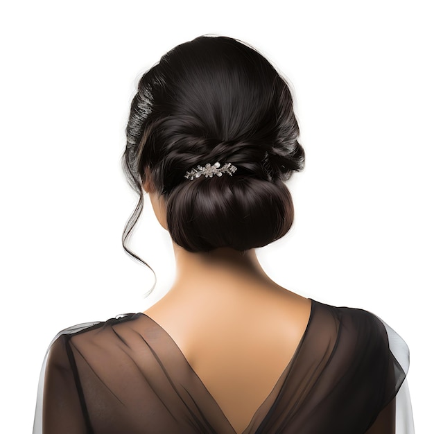 Foto elegante chignon clássico para mulheres pelote low bun pelote jet negro pelote c conceito criativo ideia de design