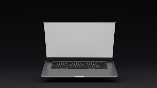 Elegante Cierre Laptop Mockup 3D render fondo oscuro diseño moderno