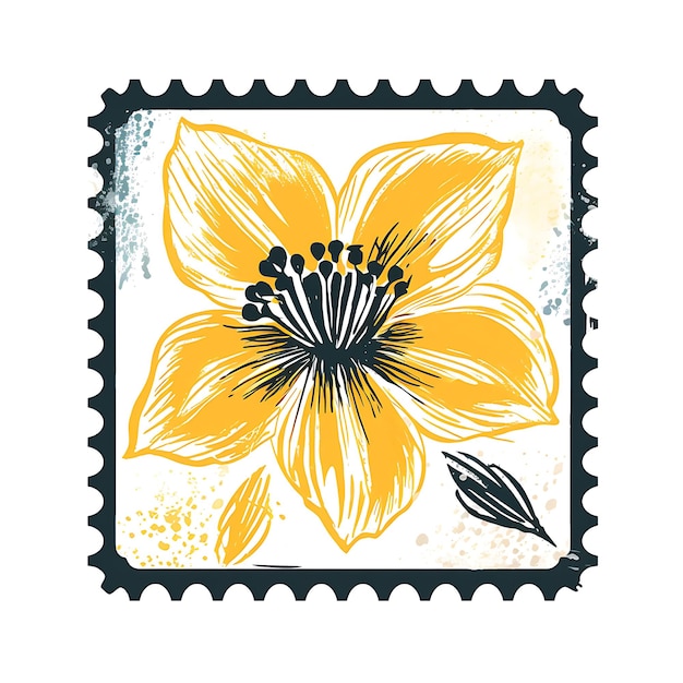Foto elegante coleção de selos, flores em aquarela e desenhos artísticos para artesanato digital
