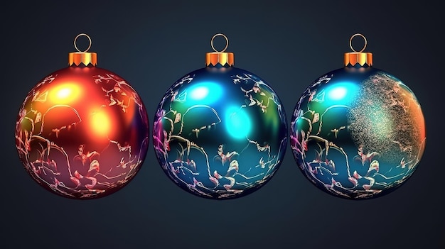 Elegante colección de bolas navideñas con diseño realista Generativo ai