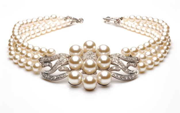 elegante collar de perlas aspecto elegante sobre un fondo blanco