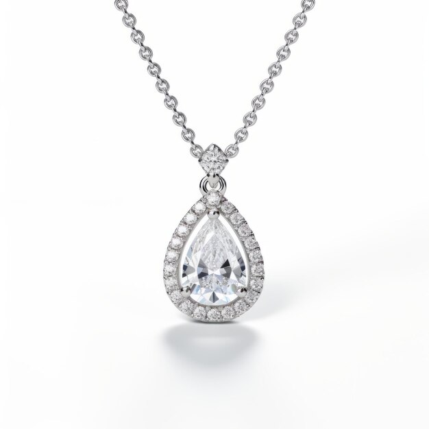 Elegante collar de perlas con diamantes y diseño de halo en oro blanco de 18 k
