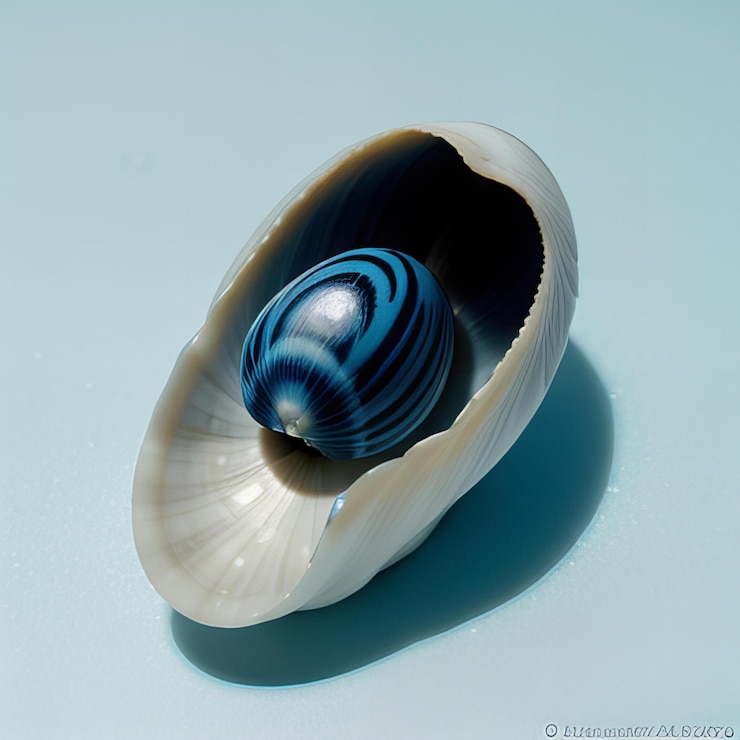 Foto elegante concha de cowrie aislada sobre un fondo blanco