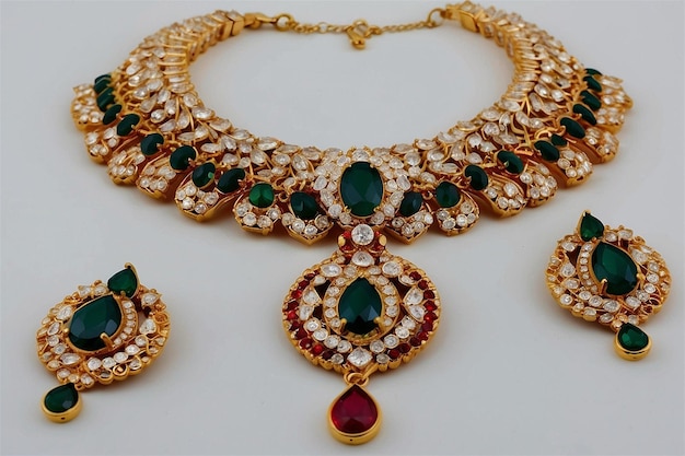 Elegante conjunto de joyas de moda con pendientes y Tikka
