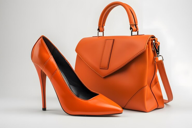 El elegante conjunto de tacos altos naranja y bolso para los amantes de la moda