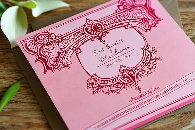 Elegante convite de casamento Fassi Henna em charme marroquino rosa