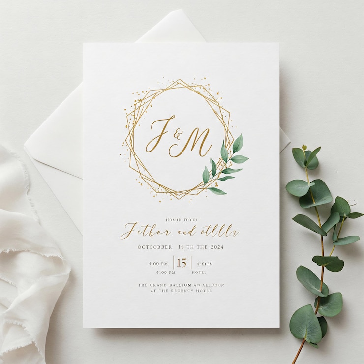 Foto elegante convite de casamento geométrico